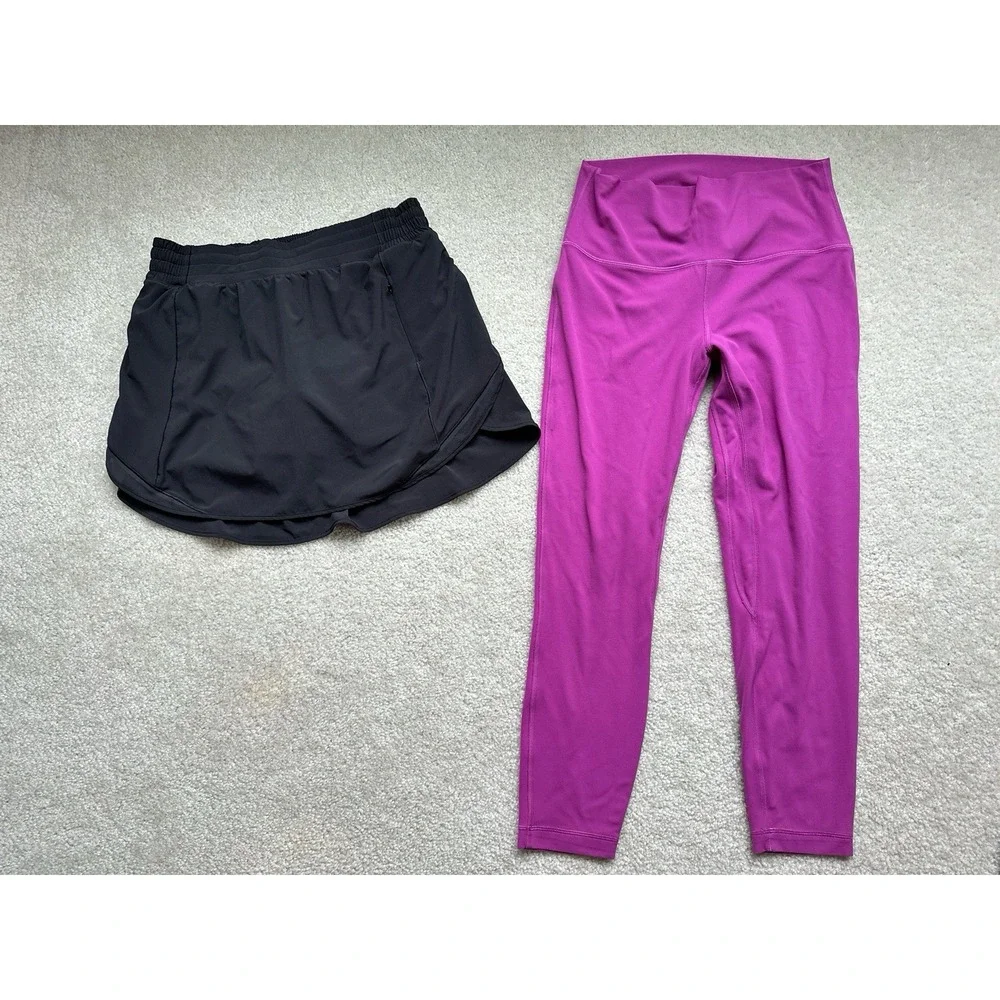 2PC- Lululemon Hotty Hot High-Rise Skirt Black +Align High-Rise Crop Legging 24